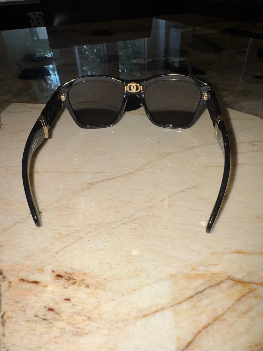 CHANEL Black foldable Sunglasses with CC Logo